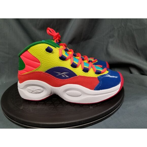 Reebok Kids Question Mid Sneakers Leather Multi-Colors Size 1.5 NEW IN BOX! - Picture 9 of 11